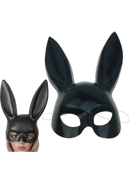 Uzun Plastik Tavşan Maskesi Yetişkin Çocuk Uyumlu Siyah Renk 1 Adet Halloweenbrideretro fiyatları
