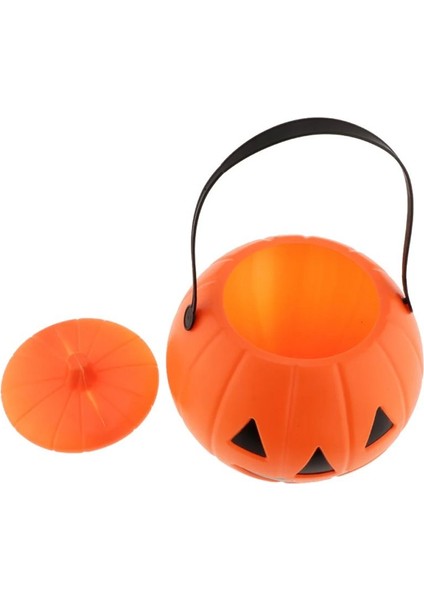 Balkabağı Şeklinde Halloween Kapaklı Şeker Toplama Kovası Plastik 1 Adet fırsatları