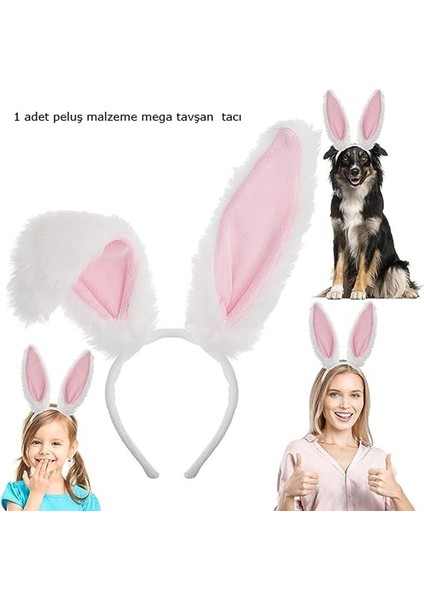 Mega Peluş Esnek Tavşan Maskesi Yetişkin Çocuk Uyumlu 1 Adet Beyaz Renk Halloweenbrideretro fiyatları