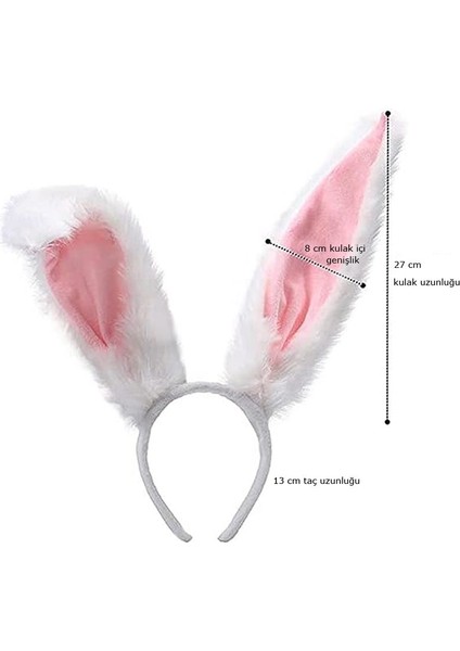 Mega Peluş Esnek Tavşan Maskesi Yetişkin Çocuk Uyumlu 1 Adet Beyaz Renk Halloweenbrideretro fırsatları
