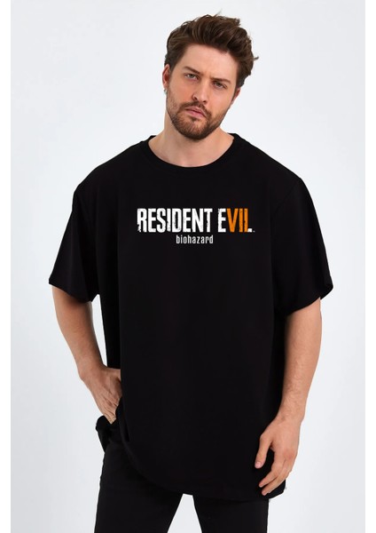 Resident Evil 7 Baskılı Sıfır Yaka Oversize Tişört