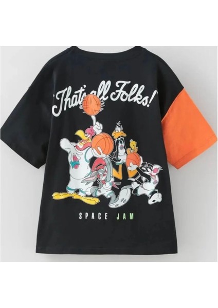 5-14 Yaş Aralığı Spacejam Turuncu Kol Detay Tshirt