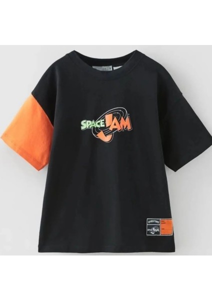 5-14 Yaş Aralığı Spacejam Turuncu Kol Detay Tshirt