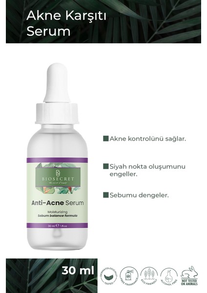 Akne Karşıtı Cilt Tonu Eşitleyici  Bakım Serum 30 ml BIO39 Anti Acne Serum