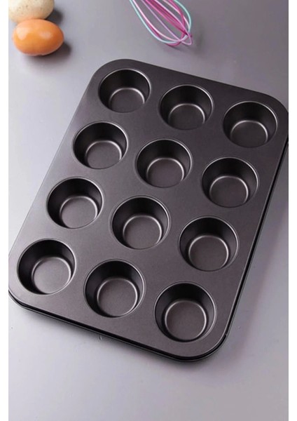 Cupcake Kalıbı Muffin Yanmaz Yapışmaz Kek Kalıbı 12 Bölmeli Fırın Çörek Tepsisi Siyah Kek Kalıbı fiyatları