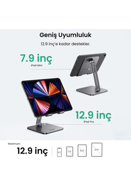 Ayarlanabilir Metal Tablet Tutucu Standı, Uzay Grisi - 40393