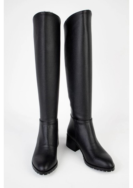 Kadın Fermuarlı Uzun Çizme Siyah