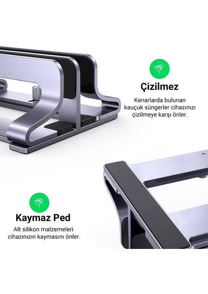 Alüminyum Çift Yuvalı Notebook Macbook Dikey Masaüstü Standı - 60643