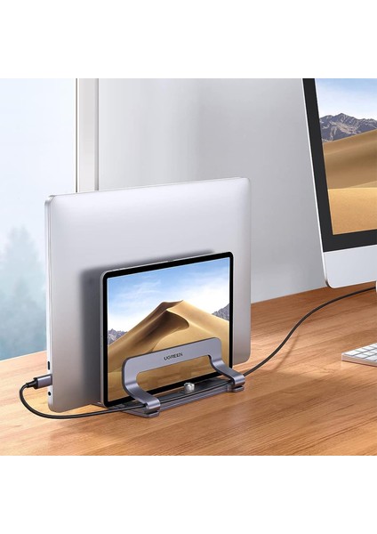 Alüminyum Çift Yuvalı Notebook Macbook Dikey Masaüstü Standı - 60643