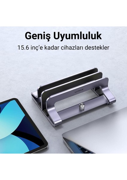 Alüminyum Çift Yuvalı Notebook Macbook Dikey Masaüstü Standı - 60643