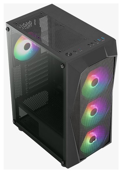 Falcon 600W 4X12CM Frgb LED Fan, Tempered Glass Yan Panel, USB 3.0 Oyuncu Kasası (AE-FLC600)