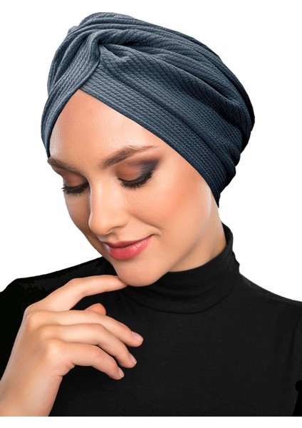 Çapraz Fitilli Penye Koyu Gri Hazır Türban Tesettür Havuz Bonesi fiyatları