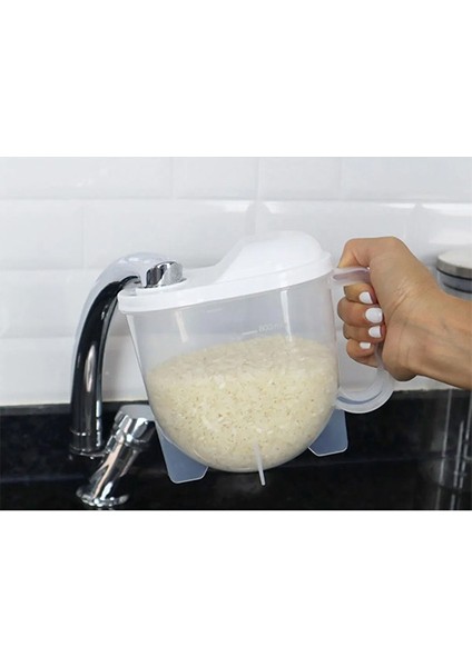 Pratik Pirinç Süzgeci Yıkama Süzme ve Ölçülü Süzgeç Beyaz 1 lt fiyatları