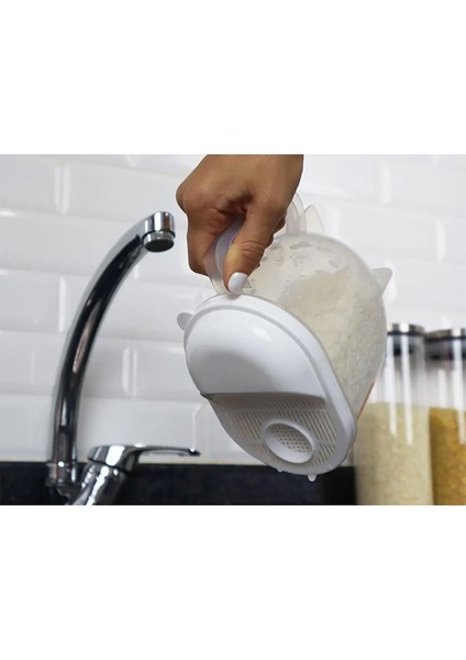 Pratik Pirinç Süzgeci Yıkama Süzme ve Ölçülü Süzgeç Beyaz 1 lt modelleri
