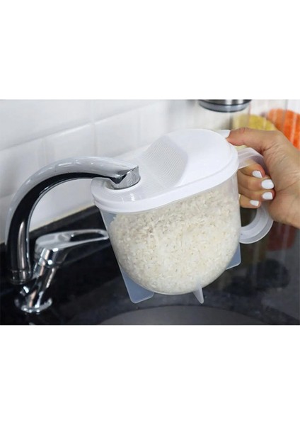 Pratik Pirinç Süzgeci Yıkama Süzme ve Ölçülü Süzgeç Beyaz 1 lt fırsatları