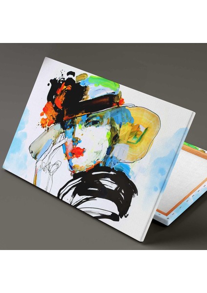 Büyük Şapkalı Model Moda Çizimi Fashion Sulu Boya Efektli Kanvas Tablo fiyatları