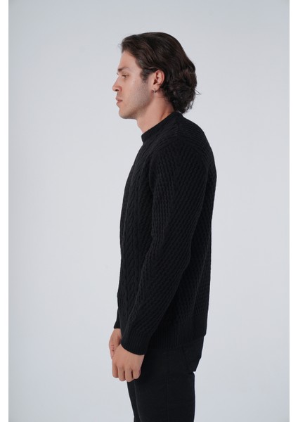 Erkek Yürütme Saç Örgülü Bisiklet Yaka Triko Yün Kazak TRIST-5312 fırsatları