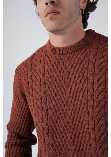 Erkek Yürütme Saç Örgülü Bisiklet Yaka Triko Yün Kazak TRIST-5312 indirimleri