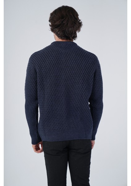 Erkek Yürütme Saç Örgülü Bisiklet Yaka Triko Yün Kazak TRIST-5312