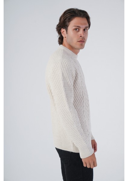 Erkek Yürütme Saç Örgülü Bisiklet Yaka Triko Yün Kazak TRIST-5312