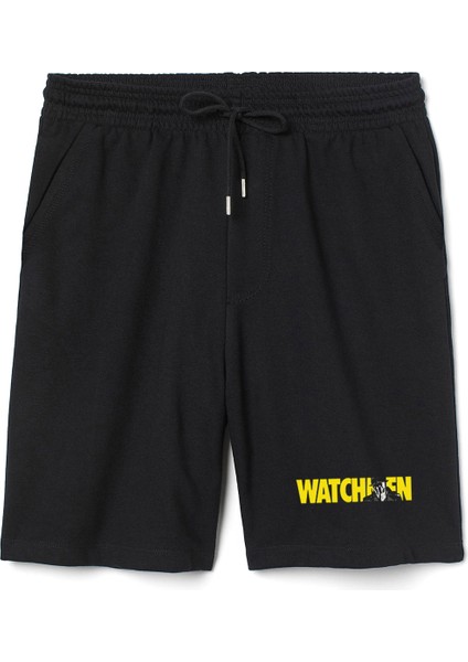 Watchmen Letter Logo Erkek Siyah Şort