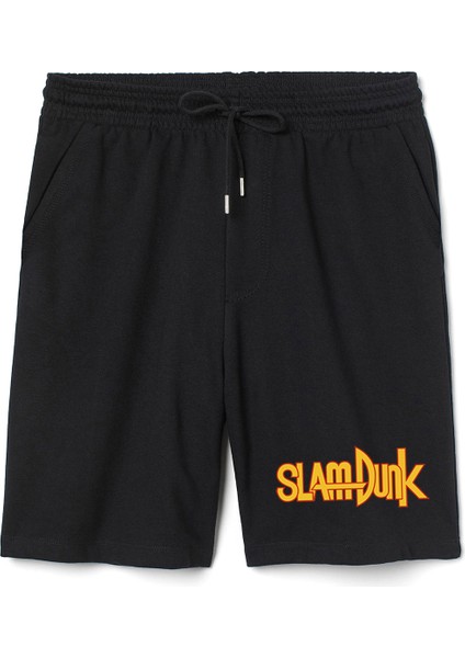 Slam Dunk Letter Logo Erkek Siyah Şort