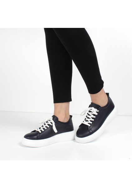 Lacivert Deri Ayakkabı Kadın Sneaker 727 28604-16536 fiyatları