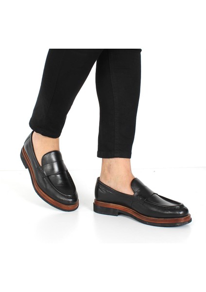 Erkek Siyah Deri Loafer