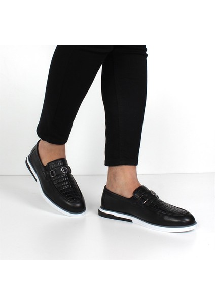 Siyah Deri Ayakkabı Erkek Loafer 642 1521-1