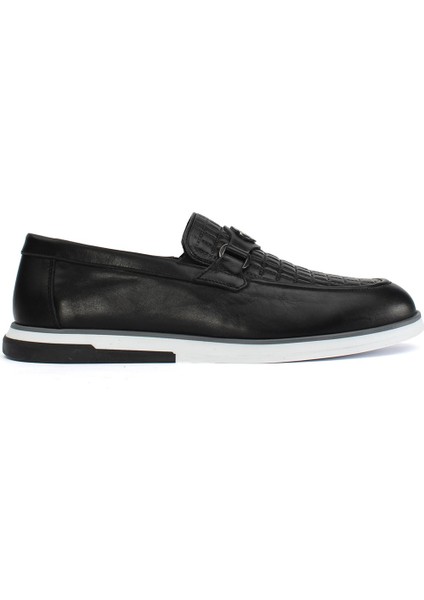 Siyah Deri Ayakkabı Erkek Loafer 642 1521-1