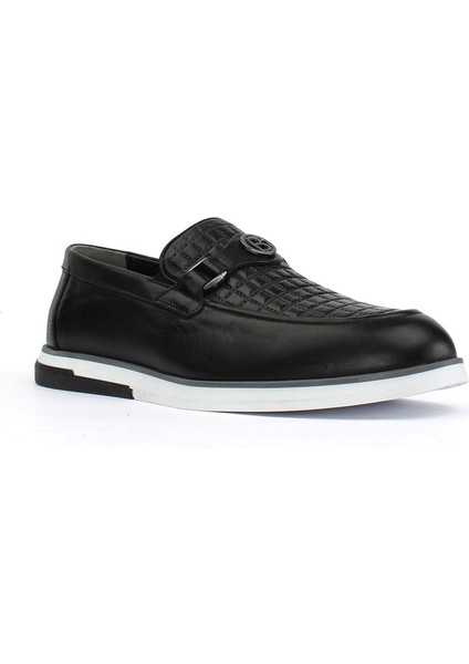 Siyah Deri Ayakkabı Erkek Loafer 642 1521-1