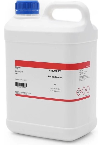 Sodyum Hidroksit Çözelti Sıvı Kostik 5 Litre - Cas No: 1310-73-2