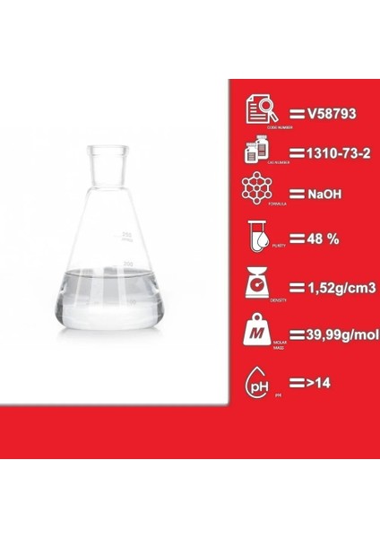 Sodyum Hidroksit Çözelti Sıvı Kostik 5 Litre - Cas No: 1310-73-2