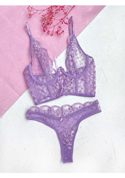 Göğüs Dekolteli Balenli Büstiyer Takım