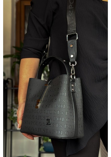 Siyah Renk Pamuk Dokuma Uzun Askılı 4 Bölmeli Kadın Çapraz Omuz ve El Çantası 22CM-20CM-9CM LB-4002 fırsatları