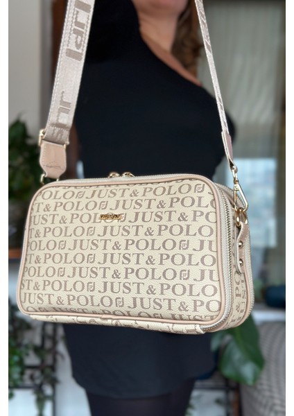 Uzun Askılı 5 Bölmeli Özel Seri Kadın Çapraz Postacı Omuz Çantası 2053-GD Kum