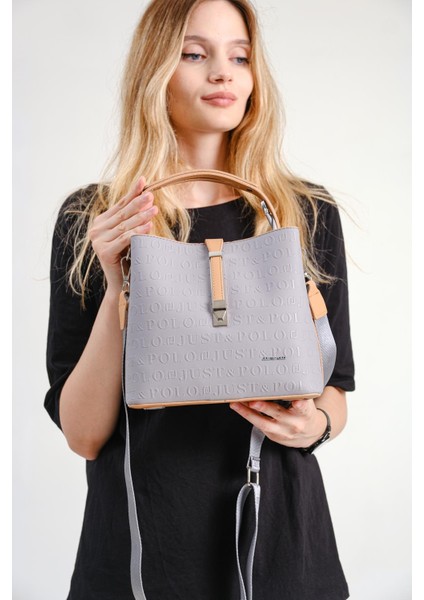 Baskı Desenli Özel Seri Çanta 4002-GD Gri modelleri