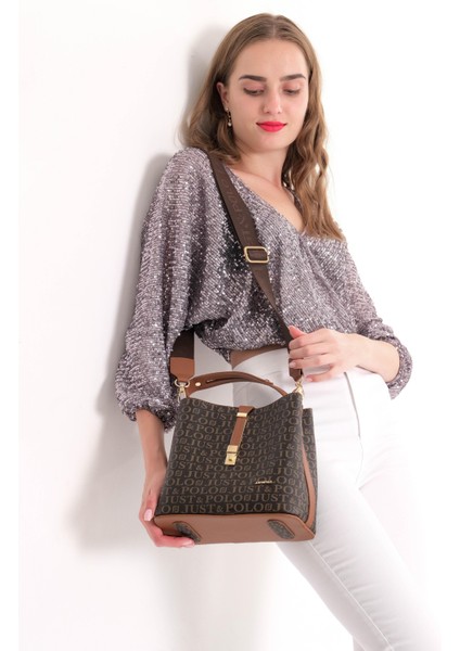 Baskı Desenli Özel Seri Çanta 2055-GD Kahverengi-Taba