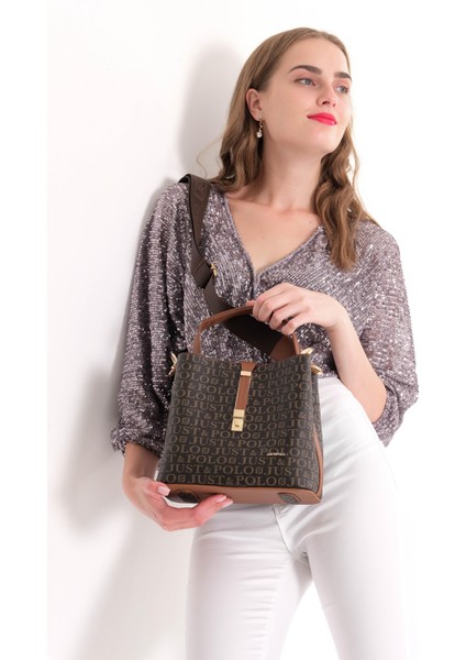 Baskı Desenli Özel Seri Çanta 2055-GD Kahverengi-Taba modelleri