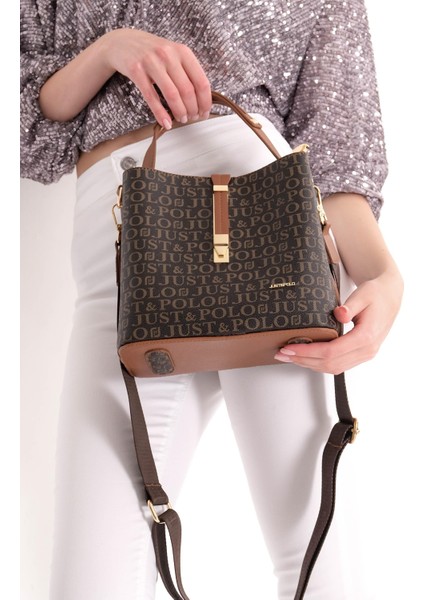 Baskı Desenli Özel Seri Çanta 2055-GD Kahverengi-Taba indirimleri
