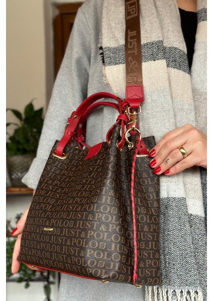 Büyük Boy Örgü Işlemeli El Yapımı Salaş Kadın Omuz Çantası 2180 Kırmızı