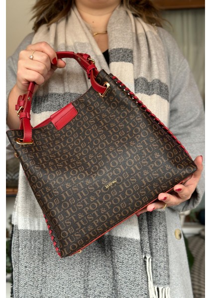 Büyük Boy Örgü Işlemeli El Yapımı Salaş Kadın Omuz Çantası 2180 Kırmızı fırsatları