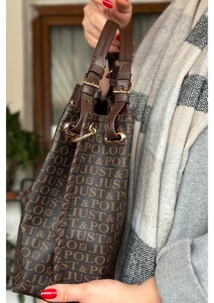 Büyük Boy Örgü Işlemeli El Yapımı Salaş Kadın Omuz Çantası 2180 Kahverengi modelleri