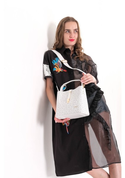 Baskı Desenli Özel Seri Çanta 2055-GD Beyaz fiyatları