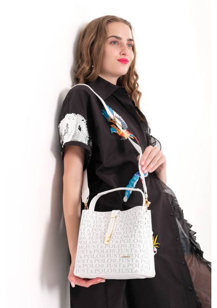 Baskı Desenli Özel Seri Çanta 2055-GD Beyaz modelleri