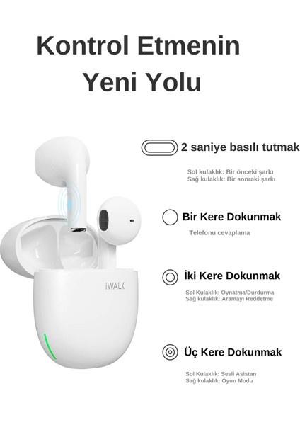 Amourduo Kablosuz Dokunmatik Kontrollü 45MS Oyun Modu Özellikli Bluetooth Kulaklık