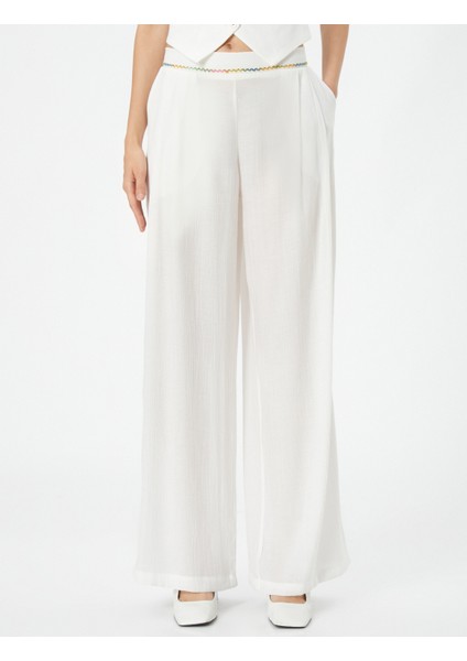 Palazzo Pantolon Bol Kesim Normal Bel Cepli Nakış Detaylı modelleri