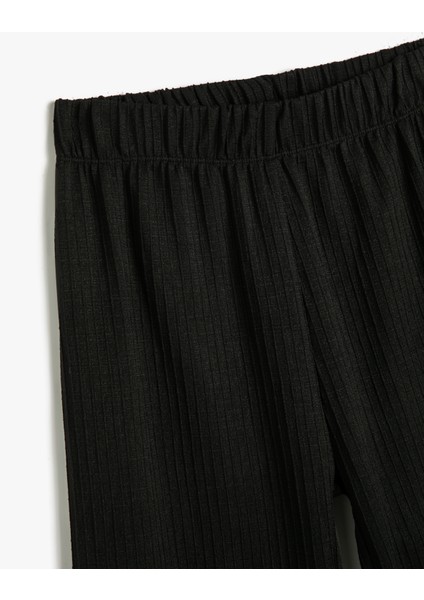Pantolon Yüksek Bel Rahat Kalıp Dokulu Normal Paça