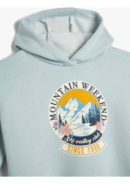 Kapşonlu Sweatshirt Baskı Detaylı Uzun Kollu Şardonlu modelleri