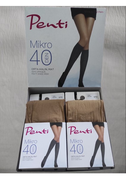 Mıkro 40 Den Orta Kalın Mat Pantolon ( Diz Altı ) Çorap 12'lı